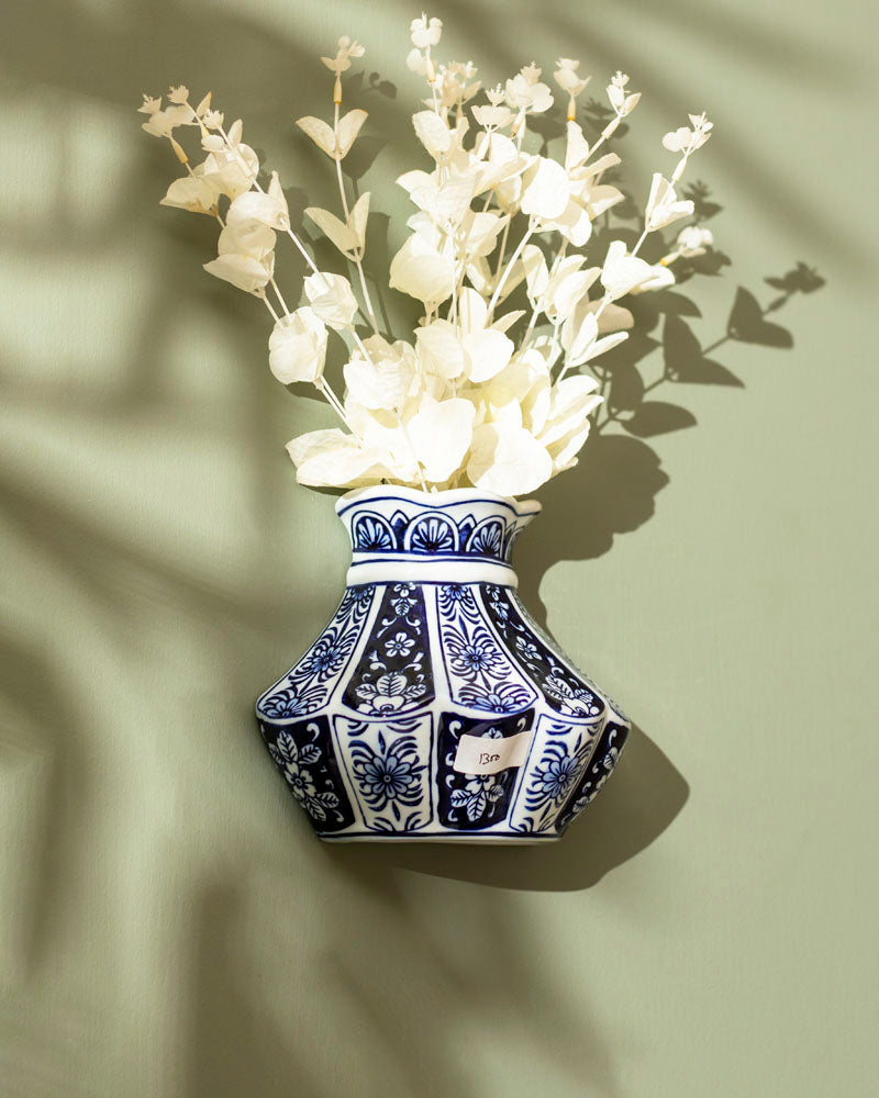 Floral Harmony Blue & White Wall Vase