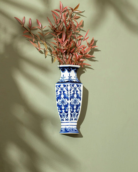 Classic Delft Inspired Wall Vase